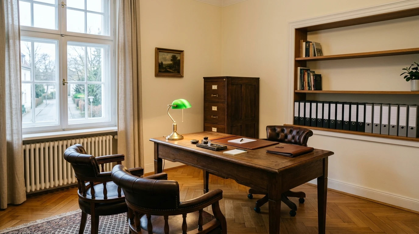 Klassisches Einzelbüro mit Aktenregal