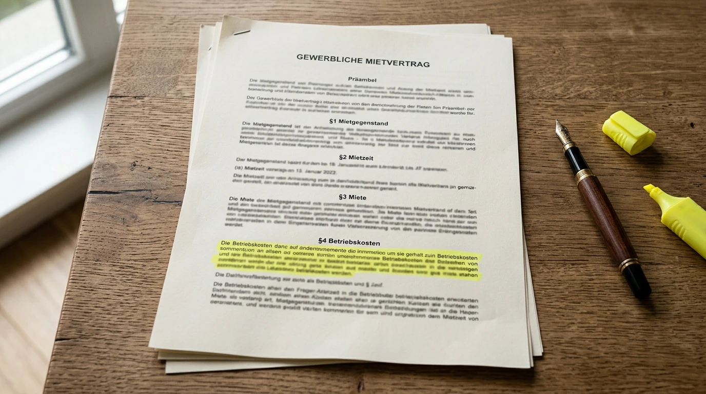 Mietvertrag auf dem Tisch
