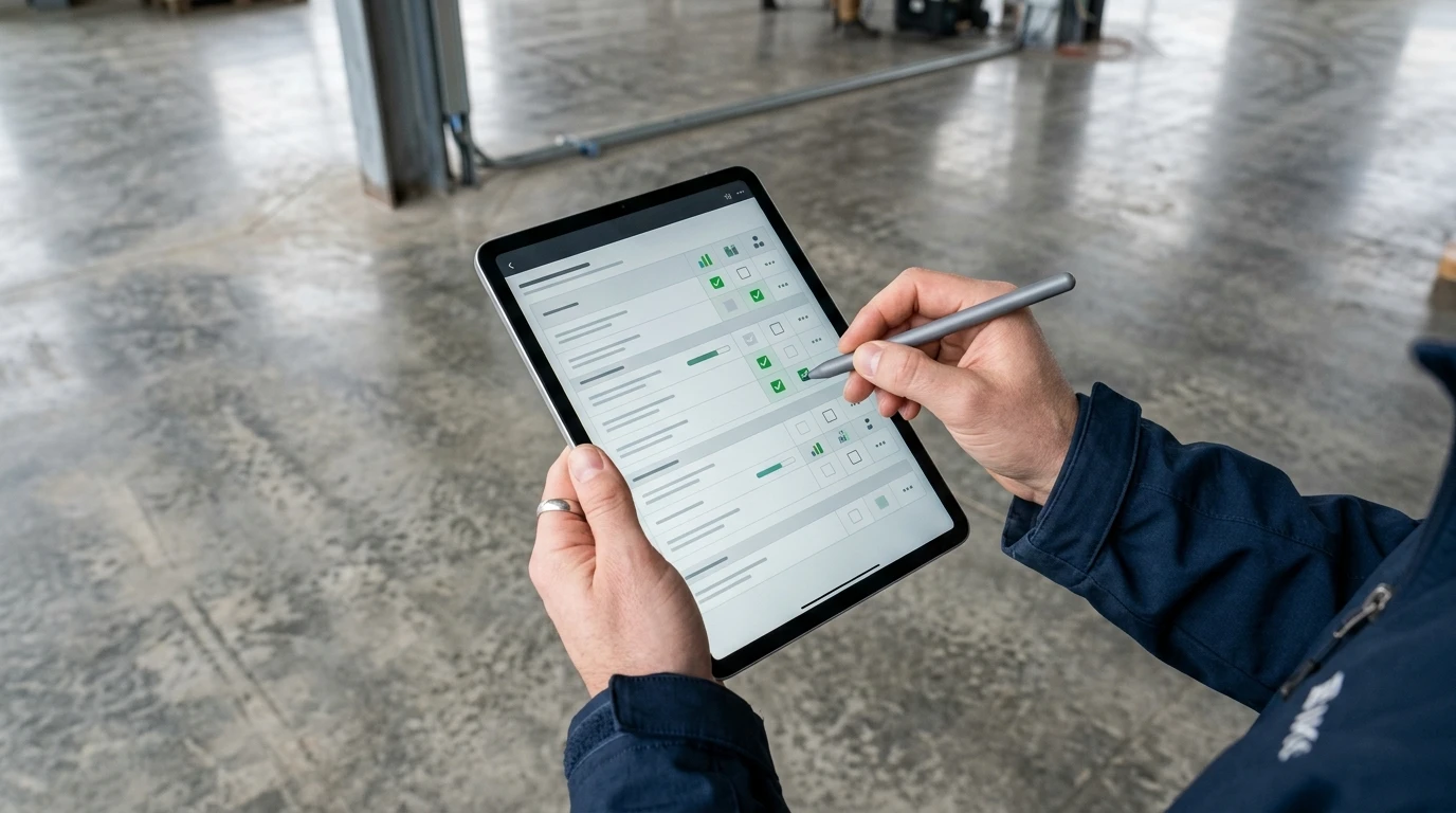Mängelnotiz auf Tablet