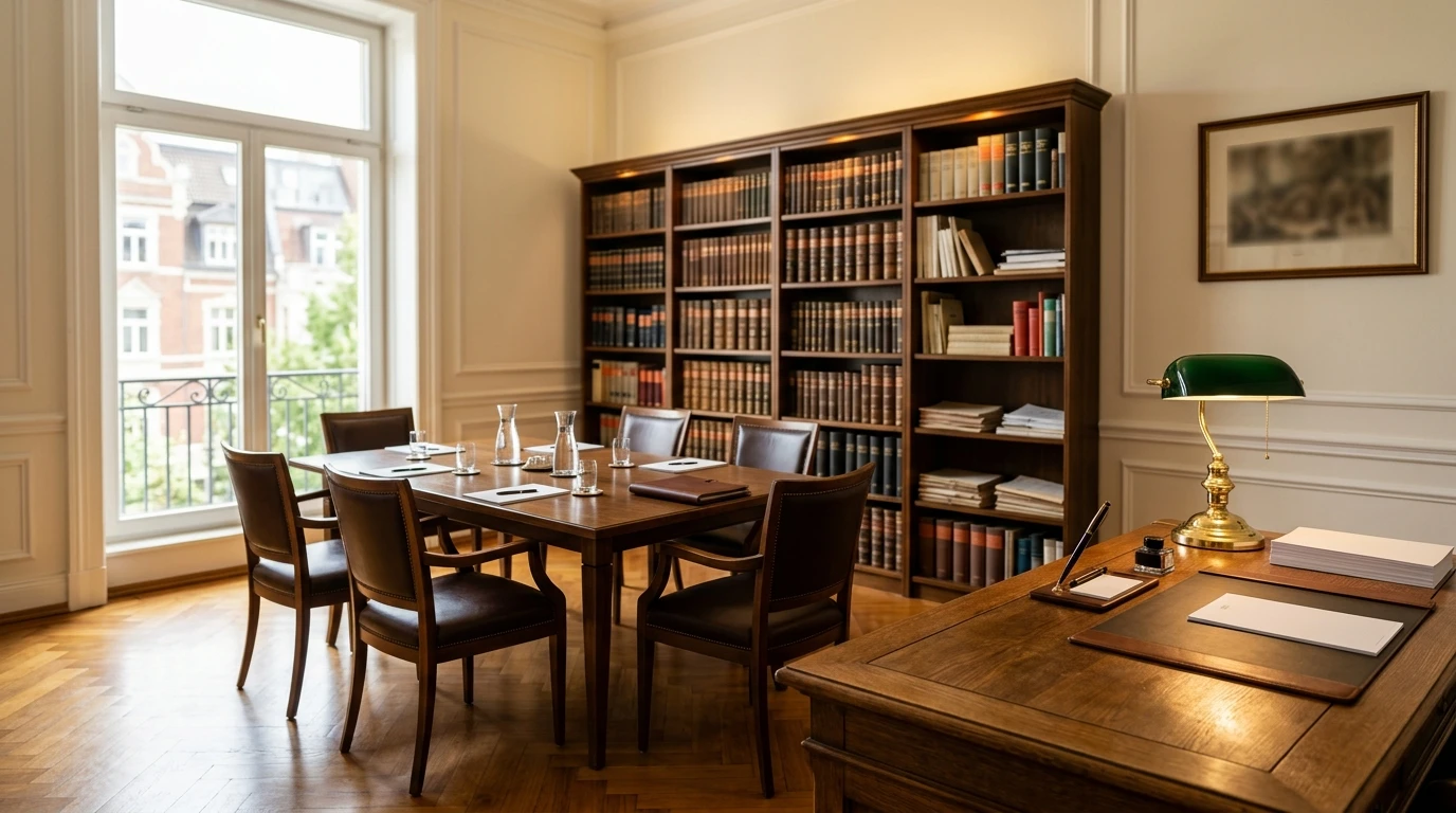 Notarbüro mit Käufer und Verkäufer