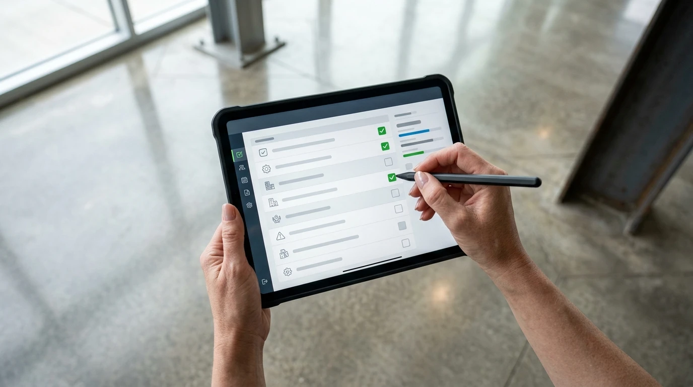 Mängelnotiz auf Tablet