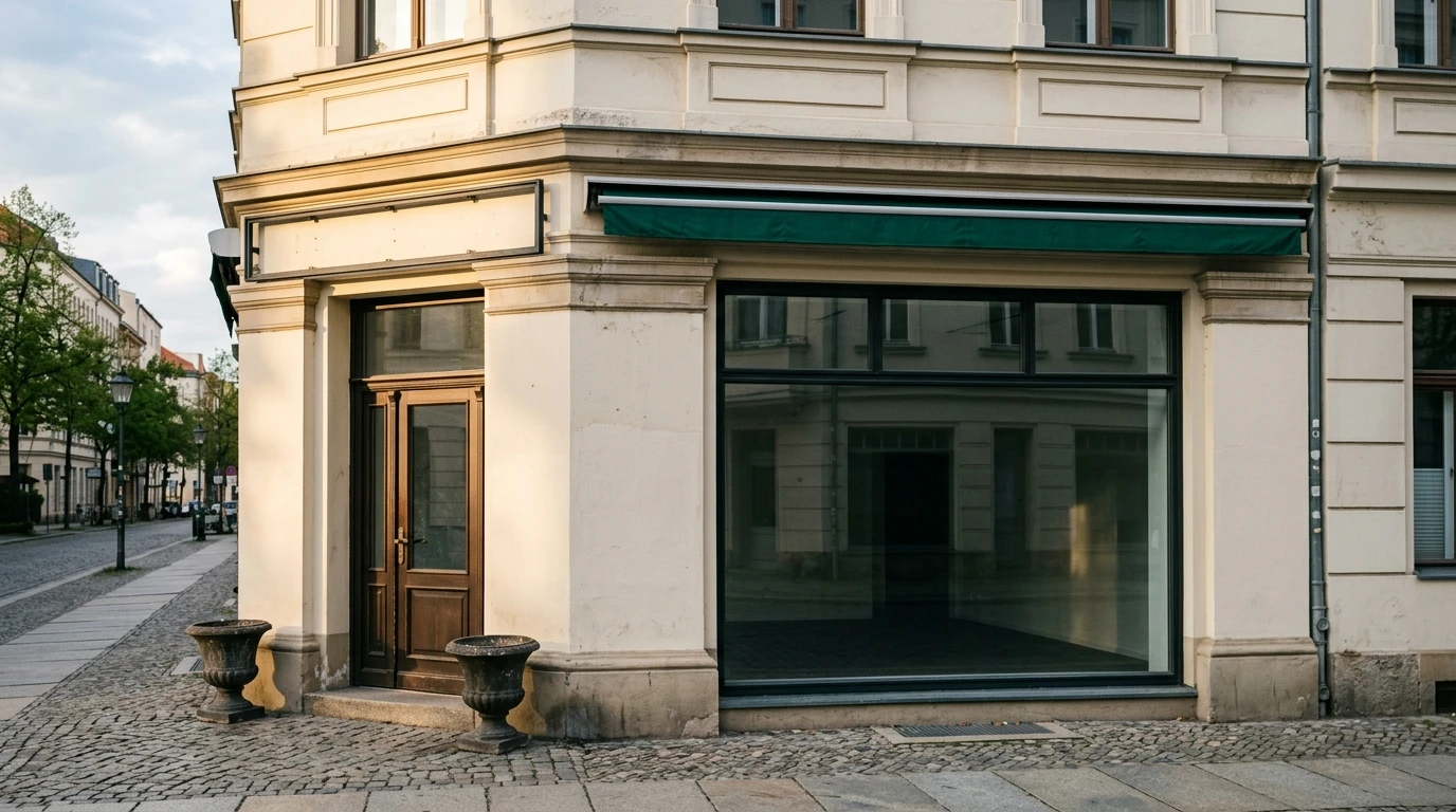 Ladenfront mit Werbung